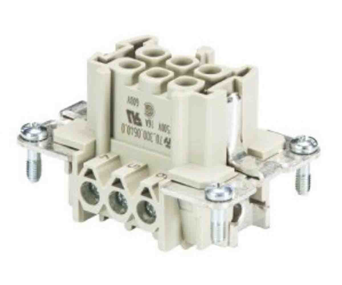 Wieland Female insert, 6 Way, 16A, Female, BAS BUS, Panel Mount, 500 V