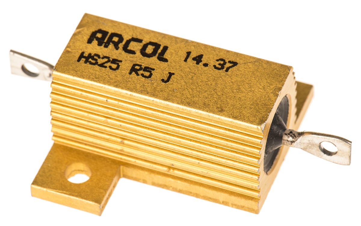 Arcol, 500mΩ 25W Wire Wound Chassis Mount Resistor HS25 R5 J ±5%