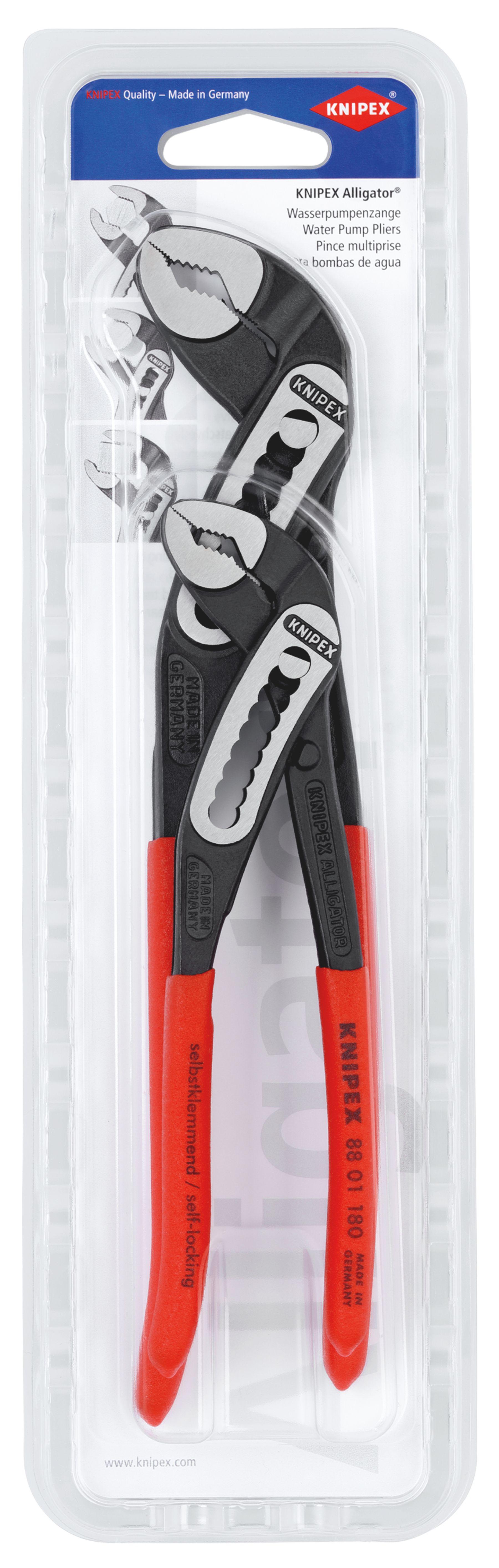 Knipex Alligator® 2-Piece Plier Set, Flat, Straight Tip, 95 mm Overall