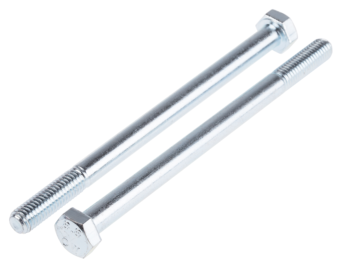 RS PRO Bright Zinc Plated Steel, Hex Bolt, M8 x 120mm