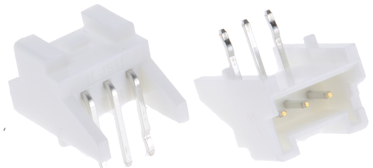 JST PA Series Right Angle Through Hole PCB Header, 3 Contact(s), 2 mm Pitch, 1 Row, Shrouded