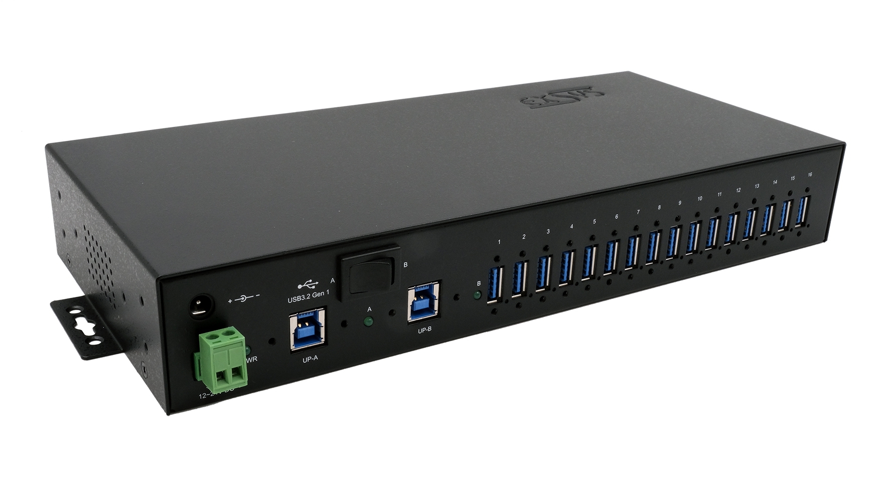 Exsys 16 Port USB 3.2 USB A, USB B  Hub, Terminal Connector Powered, 293 x 140.60 x 43mm