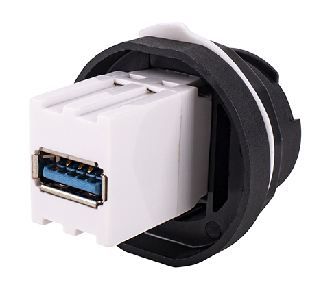 AXINDUS Straight, Panel Mount, Socket- Dual Port Type USB 3 Type A Type A IP68 USB Connector