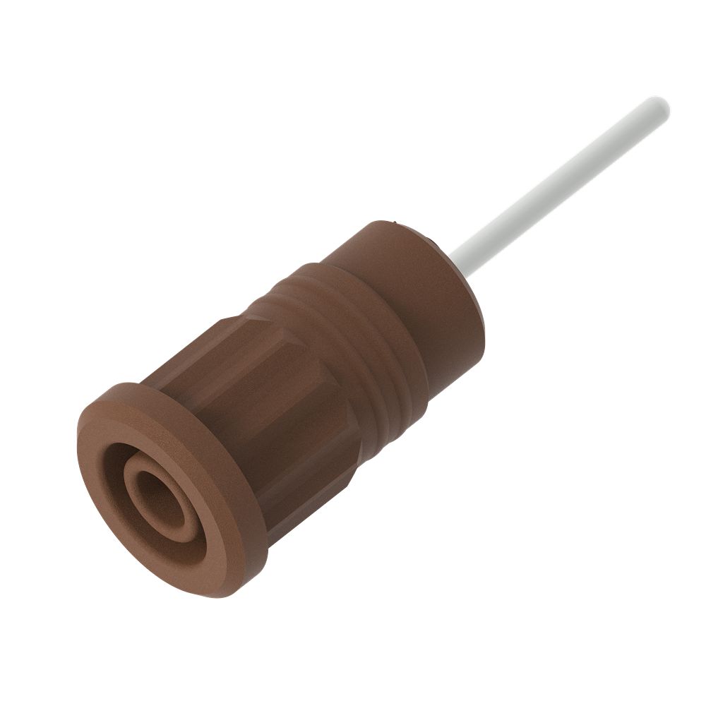 Electro PJP Brown Female Banana Socket, 4 mm Connector, Press Fit Termination, 36A, 1kV, Nickel Plating
