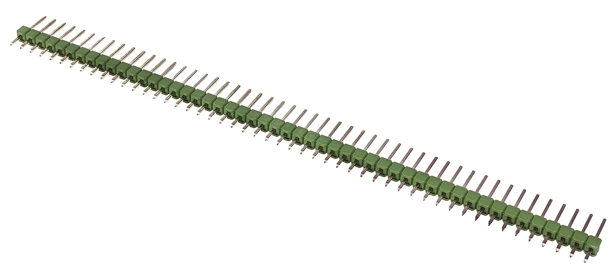 TE Connectivity AMPMODU MOD II Series Straight Through Hole Pin Header, 50 Contact(s), 2.54 mm Pitch, 1 Row, Unshrouded