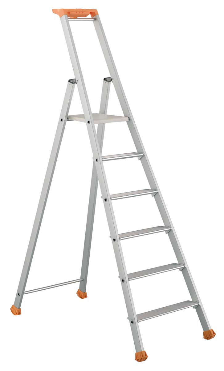 TUBESCA Anodized Aluminium 6 steps Step Ladder, 1.32m platform height, 1.97m open length