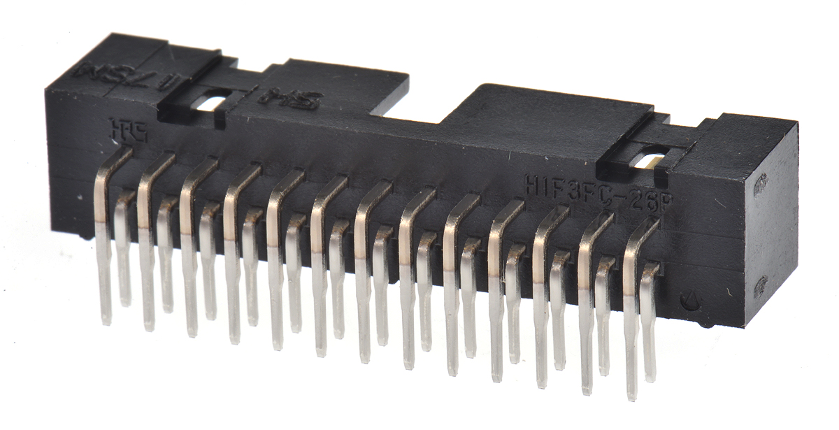 Hirose HIF3FC Series Right Angle Through Hole PCB Header, 26 Contact(s), 2.54 mm Pitch, 2 Row, Shrouded