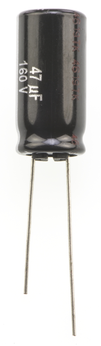 Panasonic 47μF Aluminium Electrolytic Capacitor 160V dc, Radial, Through Hole - EEUED2C470