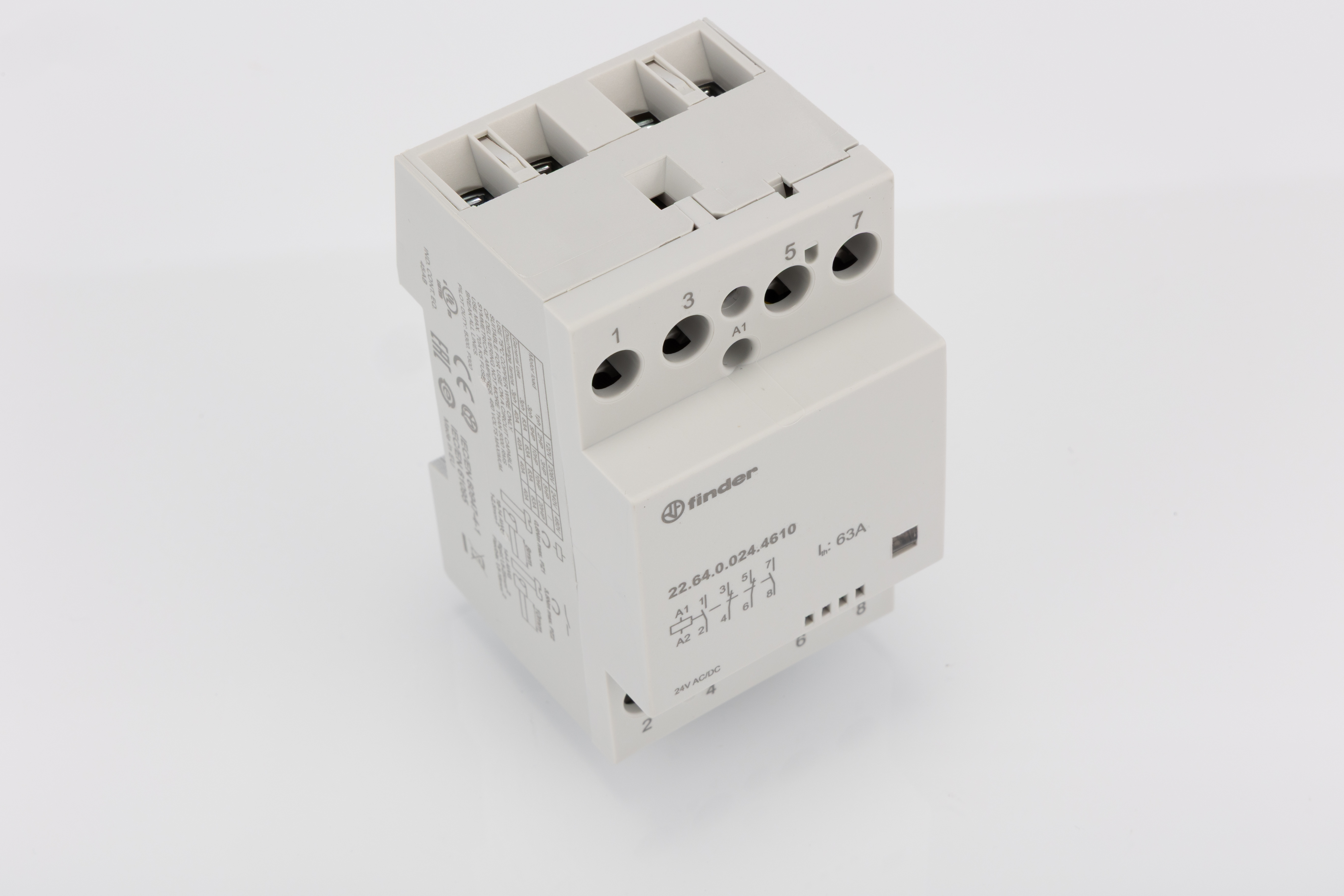 Finder 22 Contactor, 24 V ac, 24 V dc Coil, 4-Pole, 63 A