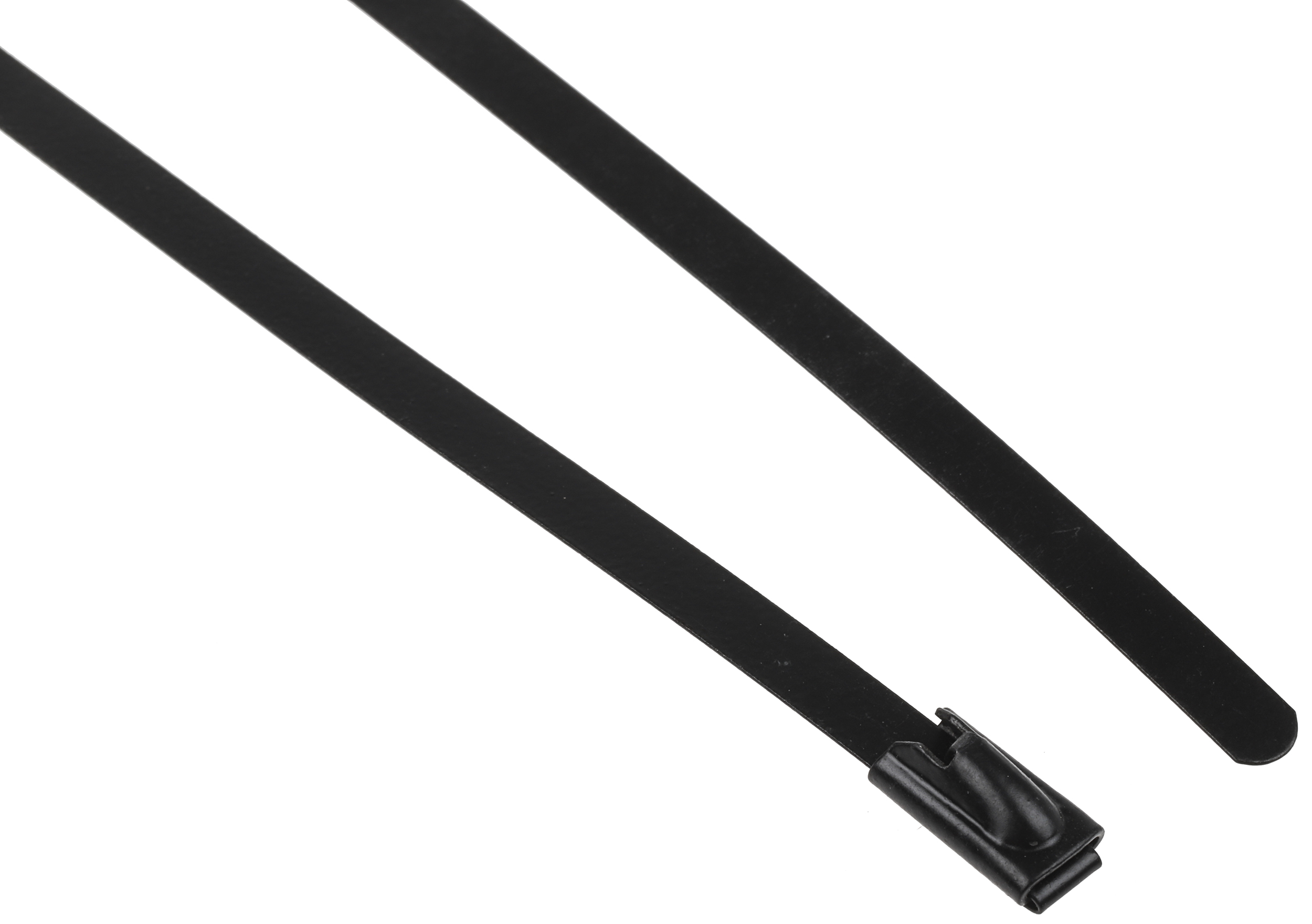 RS PRO Cable Tie, Roller Ball, 360mm x 4.6 mm, Black Polyester Coated Stainless Steel, Pk-100