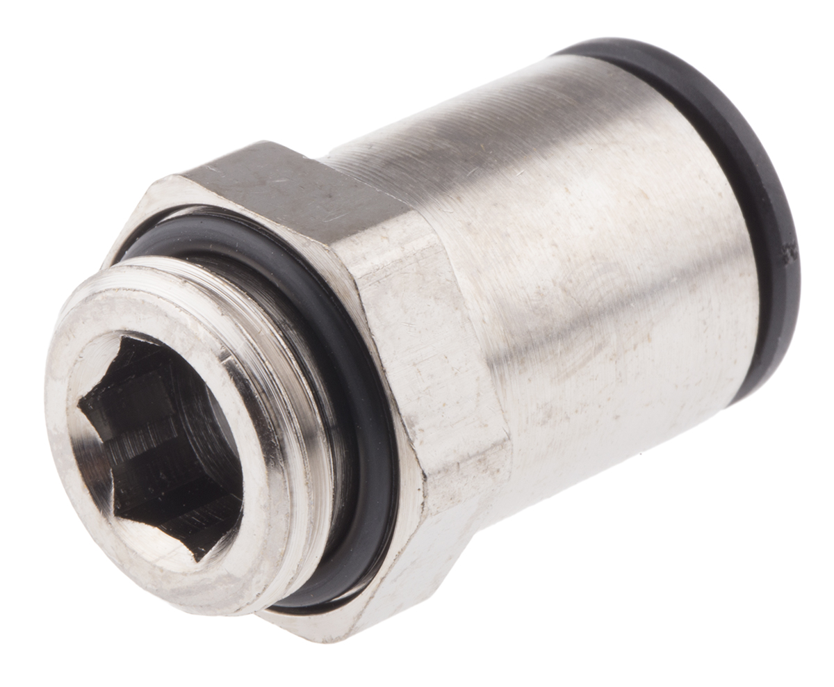 Legris LF3000 Series Straight Threaded Adaptor, G 3/8 Male to Push In 12 mm, Threaded-to-Tube Connection Style