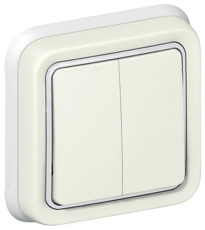 Legrand White Outdoor Light Switch, 2 Way, 2 Gang, Plexo