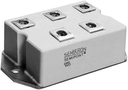 Semikron Danfoss Bridge Rectifier Module, 150A, 1600V, 3-phase, 7-Pin