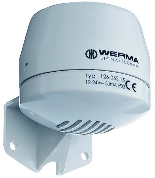 Werma 126 Series Wall Mount Electronic Sounder, 12 → 24 V, 105dB at 1 m, IP65, DC, 4-Tone