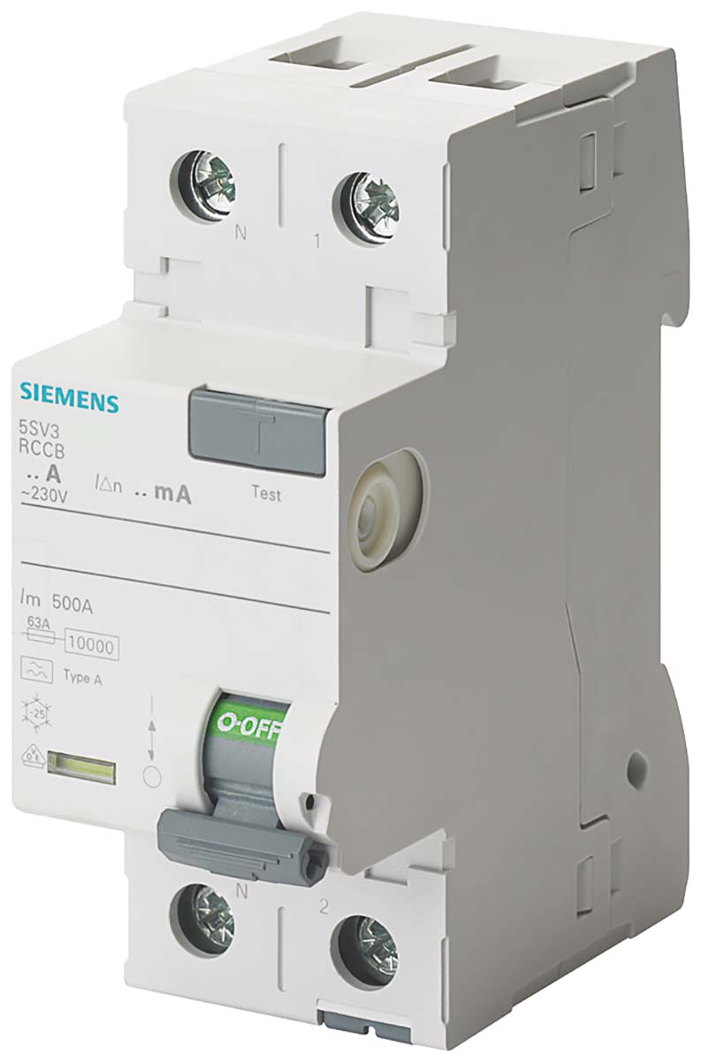 Siemens 5SV3 RCCB, 40A, 2 Pole, 30mA, Type A, 230V ac