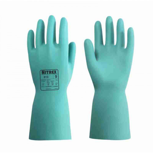 Unigloves 613 Green Nitrile Work Gloves, Size 11