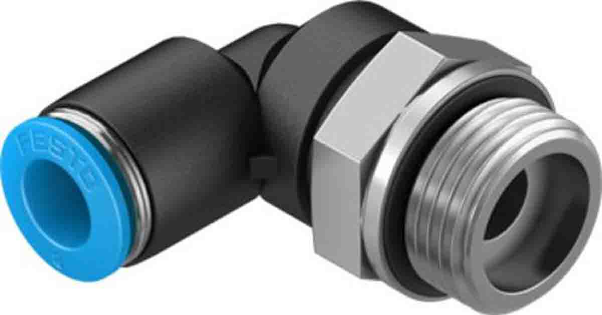 Festo Elbow Threaded Adaptor, G 3/8 Male to Push In 8 mm, Threaded-to-Tube Connection Style, 132055