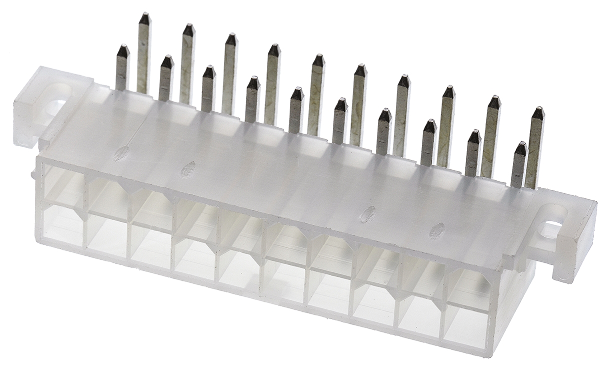 Molex Mini-Fit Jr Series Right Angle Through Hole PCB Header, 20 Contact(s), 4.2 mm Pitch, 2 Row, Shrouded