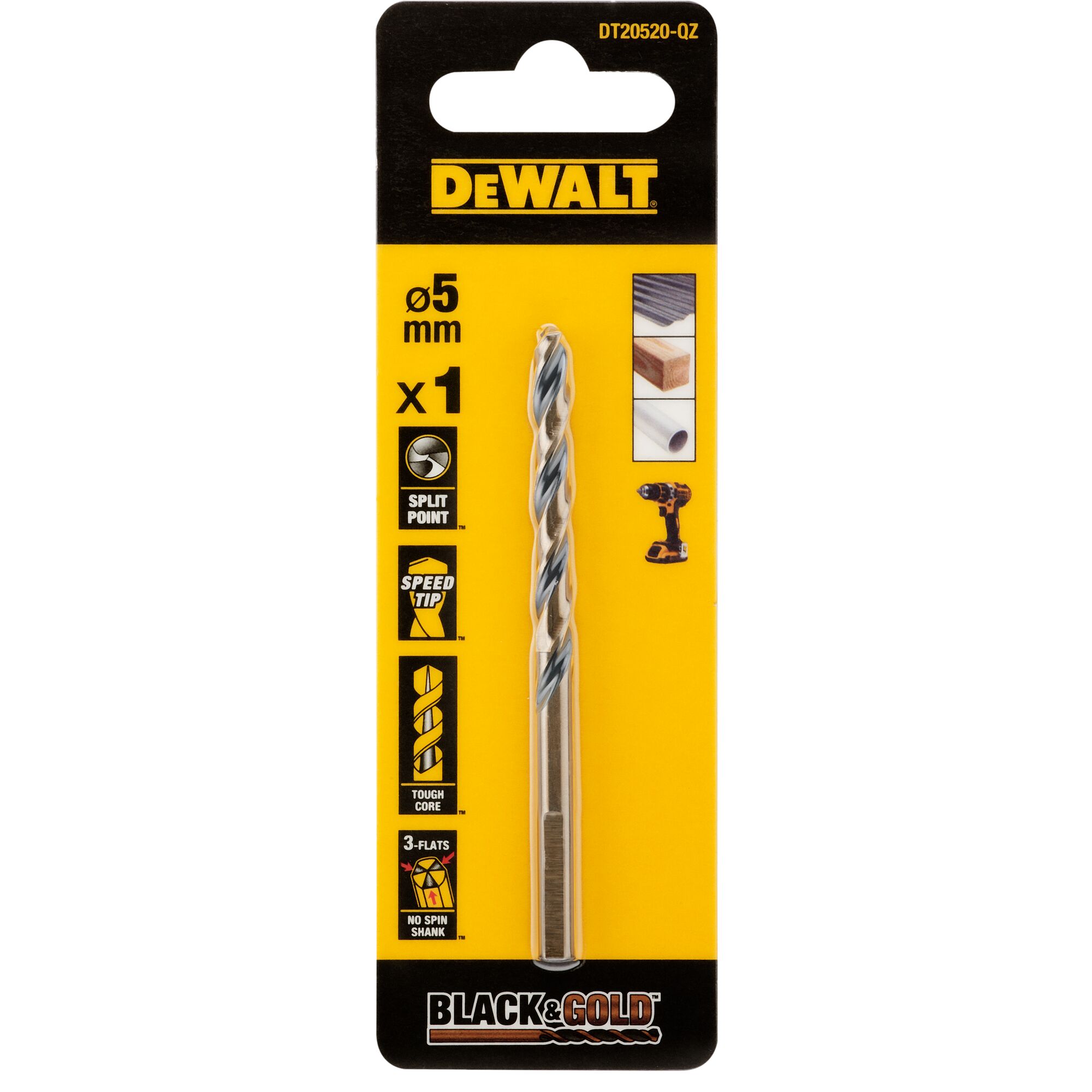 DeWALT DT205 Series HSS Twist Drill Bit for Metal, 5mm Diameter