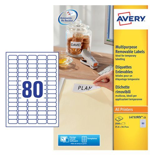 Avery White Adhesive High Visibility Label Sheet, Pack of 25Sheets