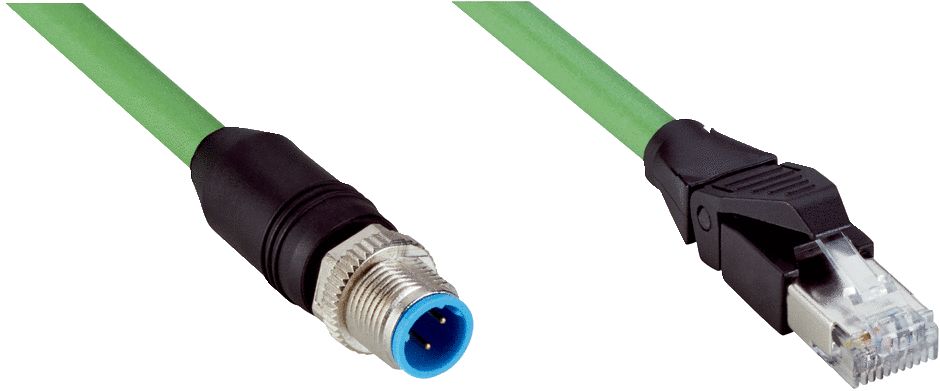SICK, 2m, Green M12 to Male RJ45 Male Shielded, Terminated PUR Sheath