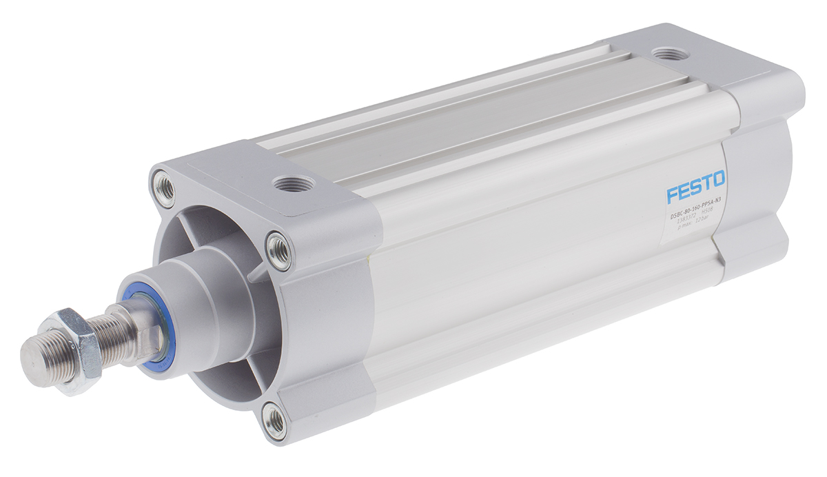 Festo Pneumatic Piston Rod Cylinder - 1383373 80 mm Bore, 200 mm DSBC Series, Double Acting Acting