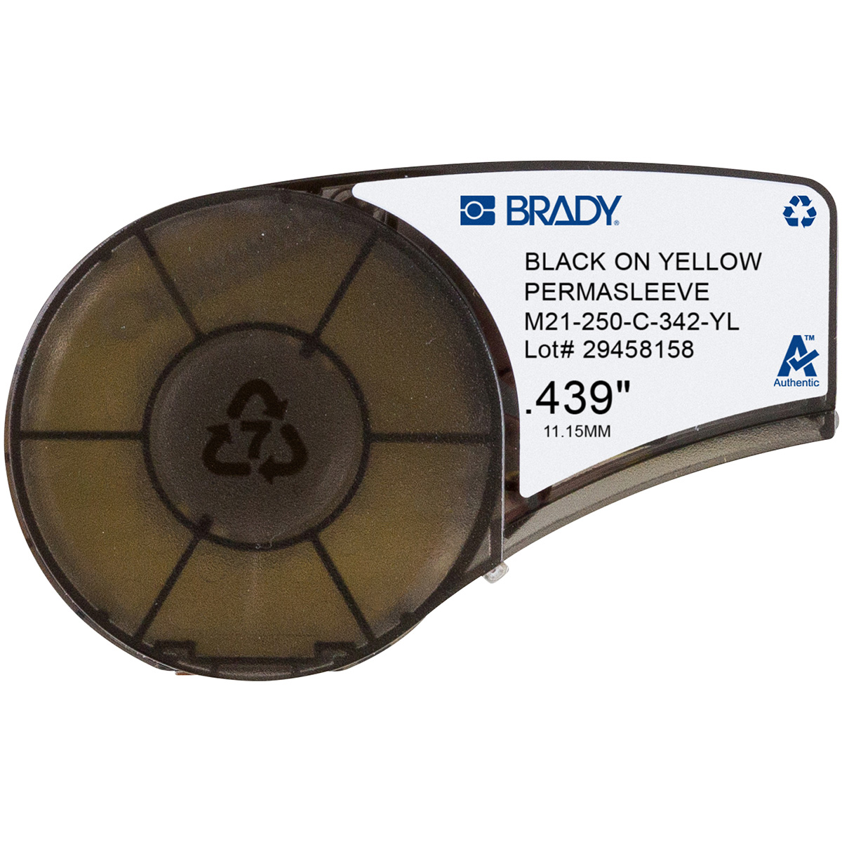 Brady R4300 Heat Shrink Heat Shrink Cable Marker, Black on Yellow, 2.38 → 5.5mm Cable, M21-250-C-342-YL