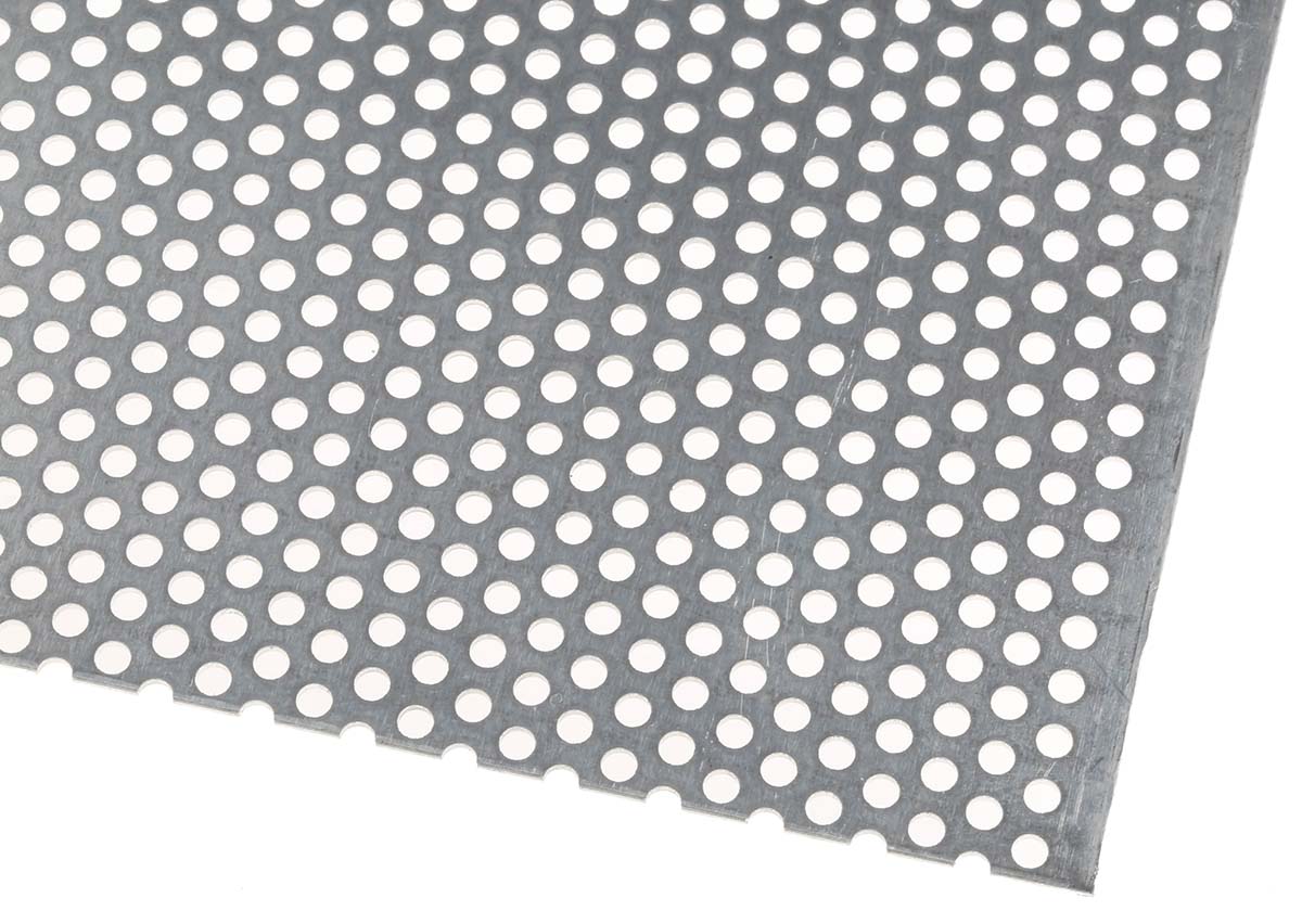 RS PRO Aluminium Perforated Metal Sheet 500mm x 500mm, 1.2mm Thick