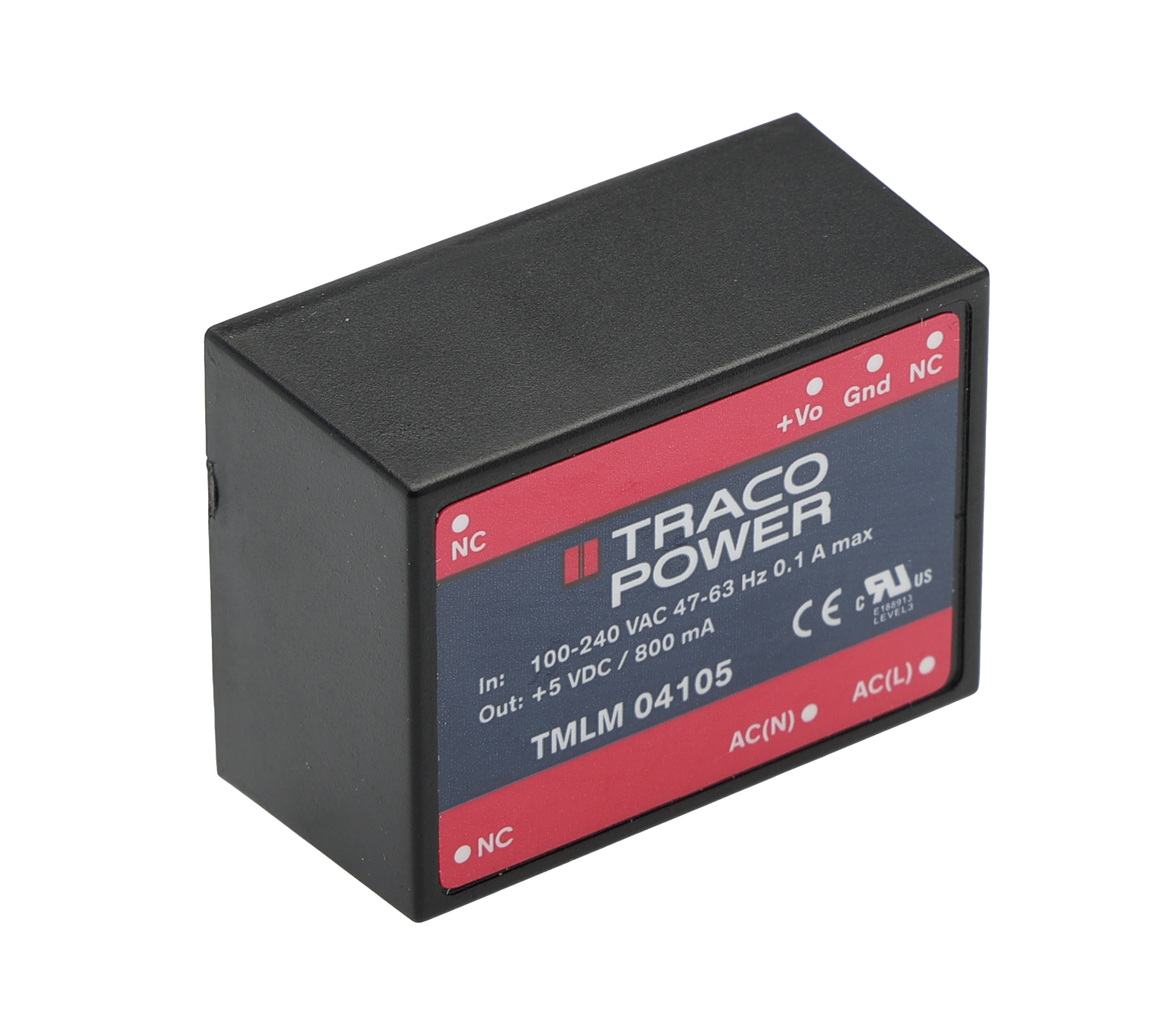 TRACOPOWER Switching Power Supply, TMLM 04105, 5V dc, 800mA, 4W, 1 Output, 90 → 264V ac Input Voltage