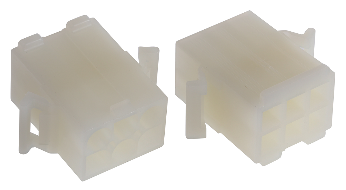 Molex STANDARD 0.093 in Series Straight Panel Housing Plug, 6 Contact(s), 6.7 mm Pitch, 2 Row