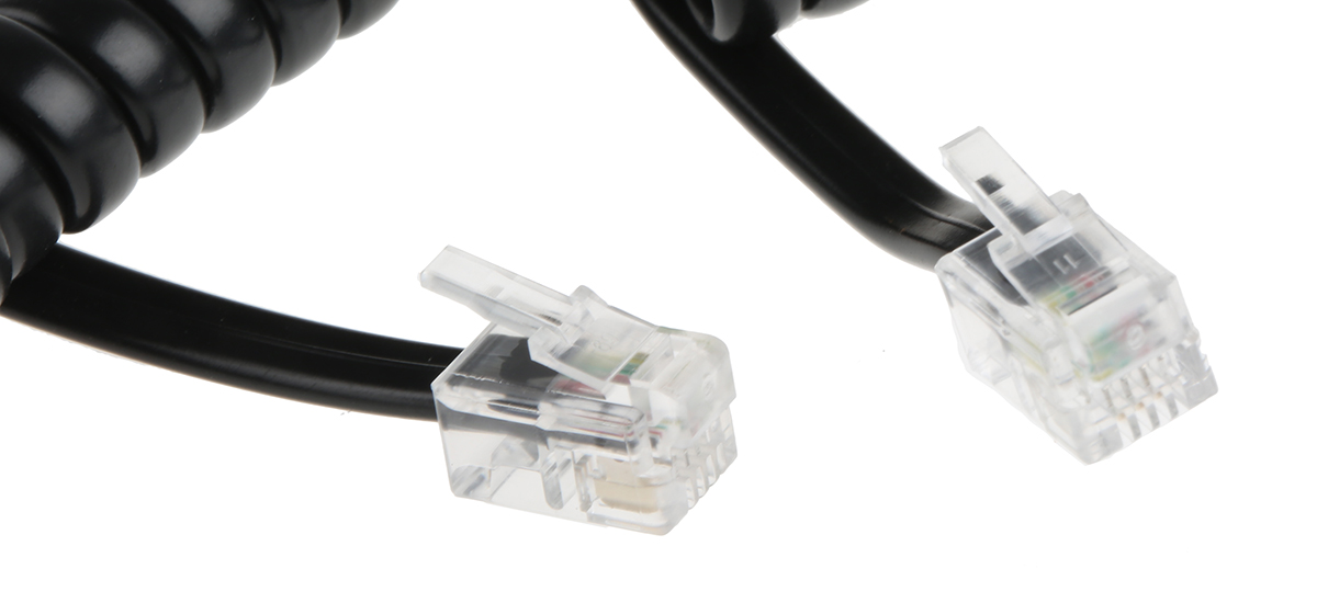 Decelect Male RJ9 to Male RJ9 Telephone Extension Cable, Black Sheath, 1.5m