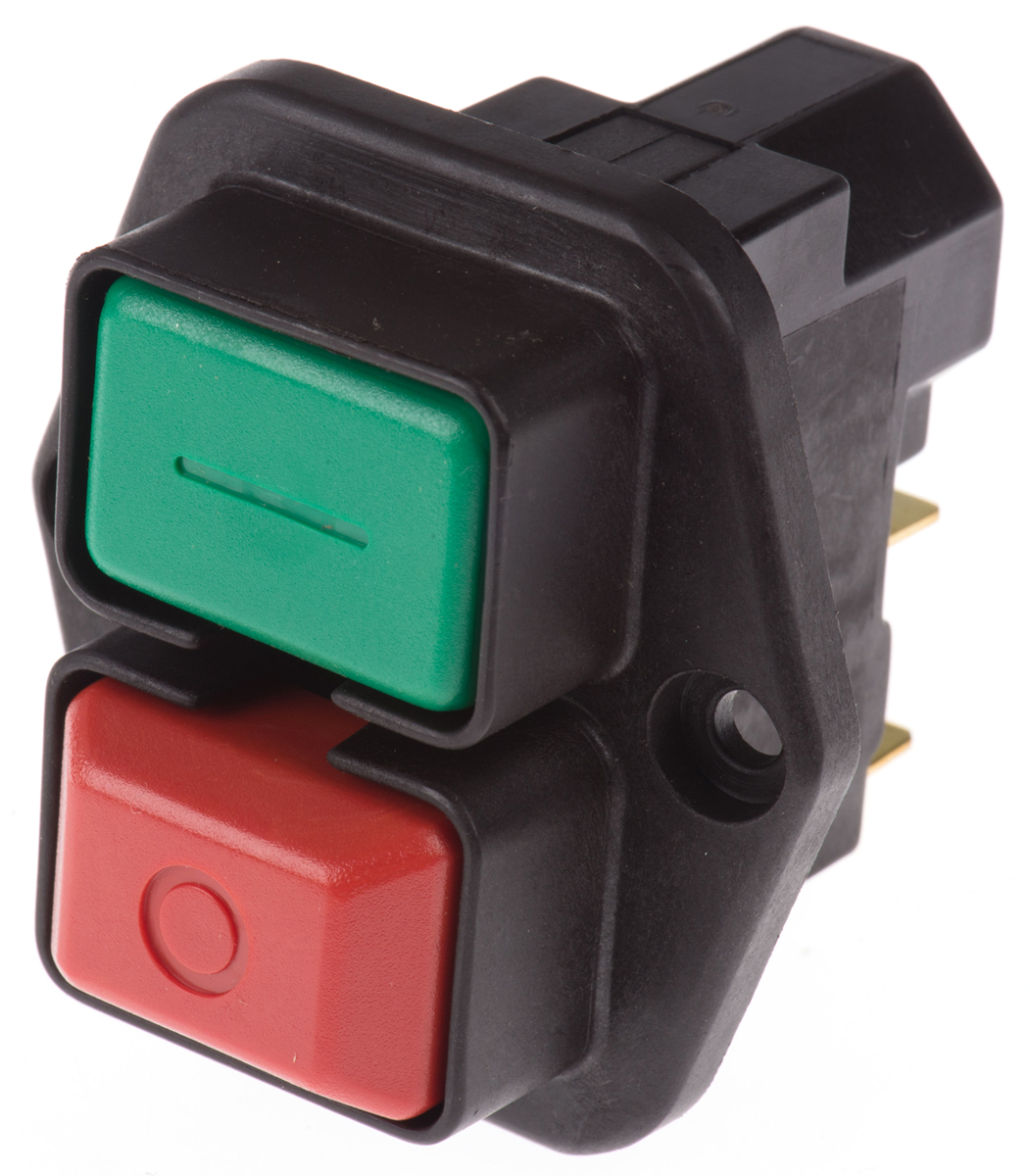 EICHOFF Push Button Switch, Latching, Panel Mount, DPDT, 230V