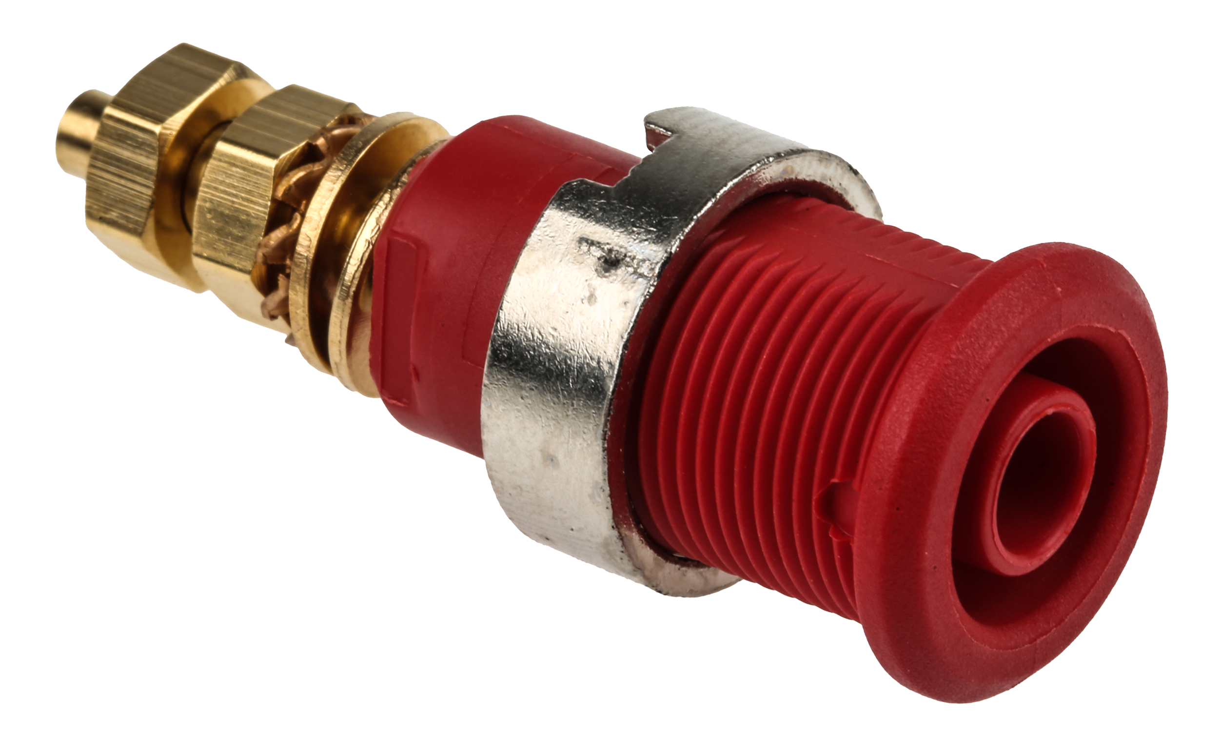Staubli Red Female Banana Socket, 4 mm Connector, Solder Termination, 32A, 1000V, Gold Plating