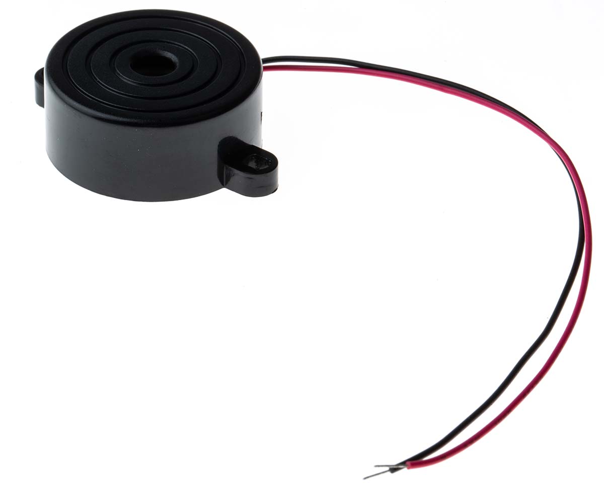 RS PRO 85dB Panel Mount Continuous Internal Piezo Buzzer, 32 (Dia.) x 13.5mm, 3V dc Min, 28V dc Max
