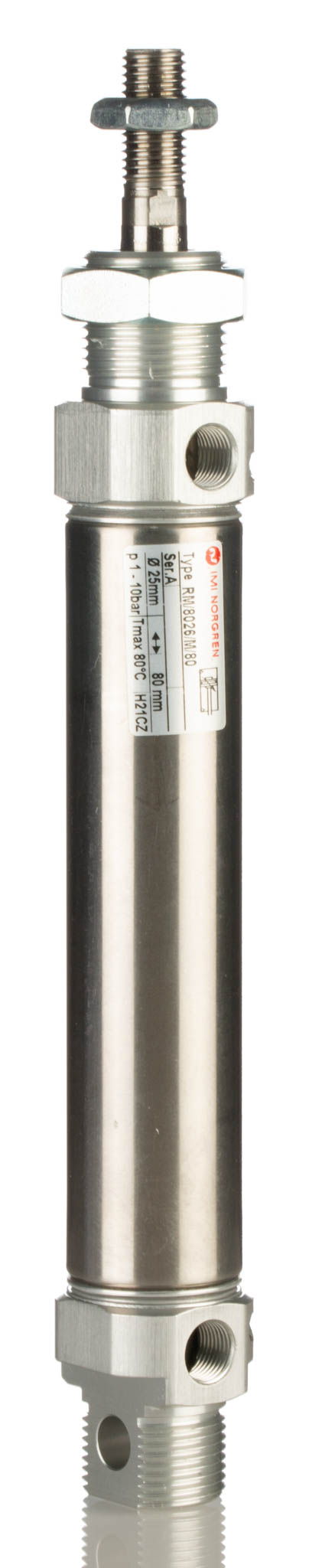 Norgren Pneumatic Roundline Cylinder - 20 mm Bore, 80 mm RM/8000/M Series, Double Acting Acting