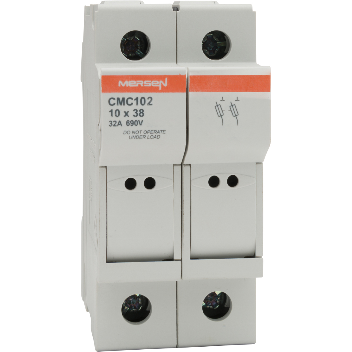 Mersen 32A Rail Mount Fuse Holder for 10 x 38mm Fuse, 2P, 690 V ac → 1kV ac/dc