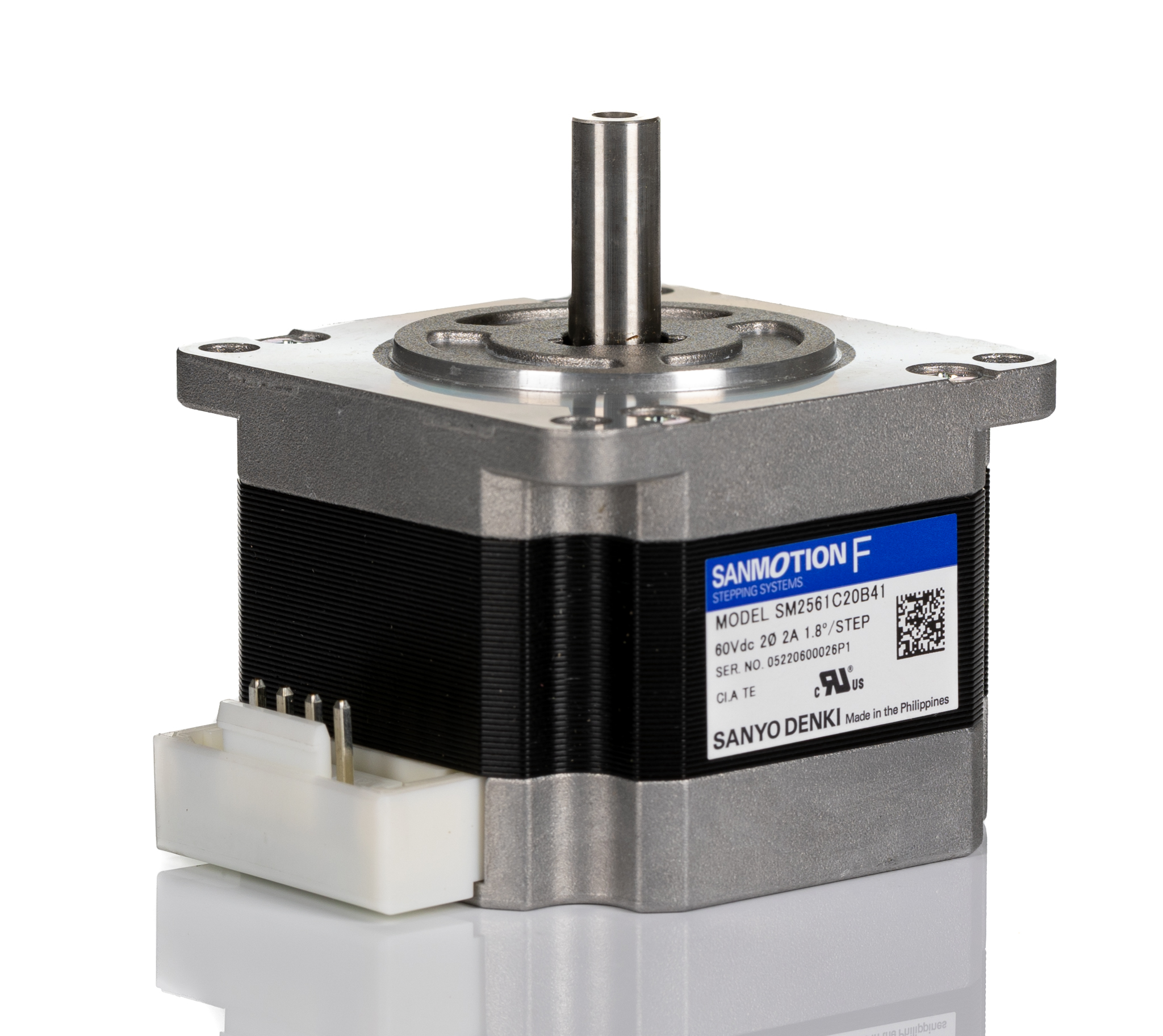 Sanyo Denki SM2561 Series Hybrid, Single Shaft Stepper Motor, 0.75Nm Torque, 24 V dc, 1.8°, 56 x 56mm Frame, 7.5mm Shaft