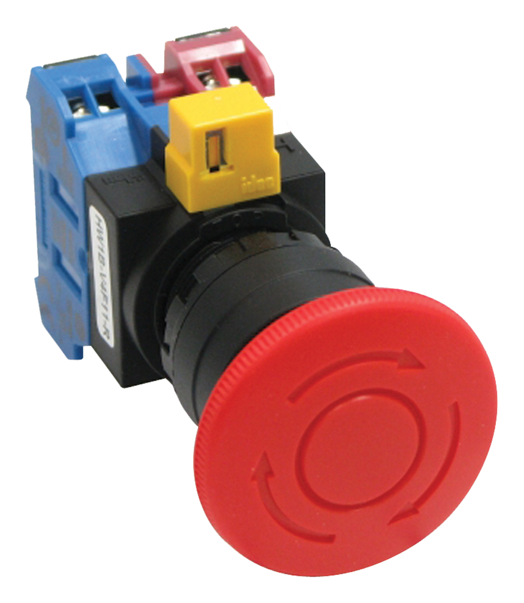 Idec HW Series Twist Release Emergency Stop Push Button, Panel Mount, 22mm Cutout, 1 NO + 1 NC, IP65