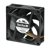Sanyo Denki 9GA Series Axial Fan, 24 V dc, DC Operation, 124m³/h, 6.72W, 280mA Max, 80 x 80 x 25mm