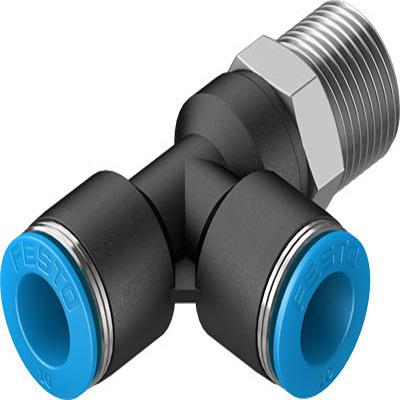 Festo QSTL Series T Fitting, R 3/8 Male to 10 mm, Threaded-to-Tube Connection Style, 153124