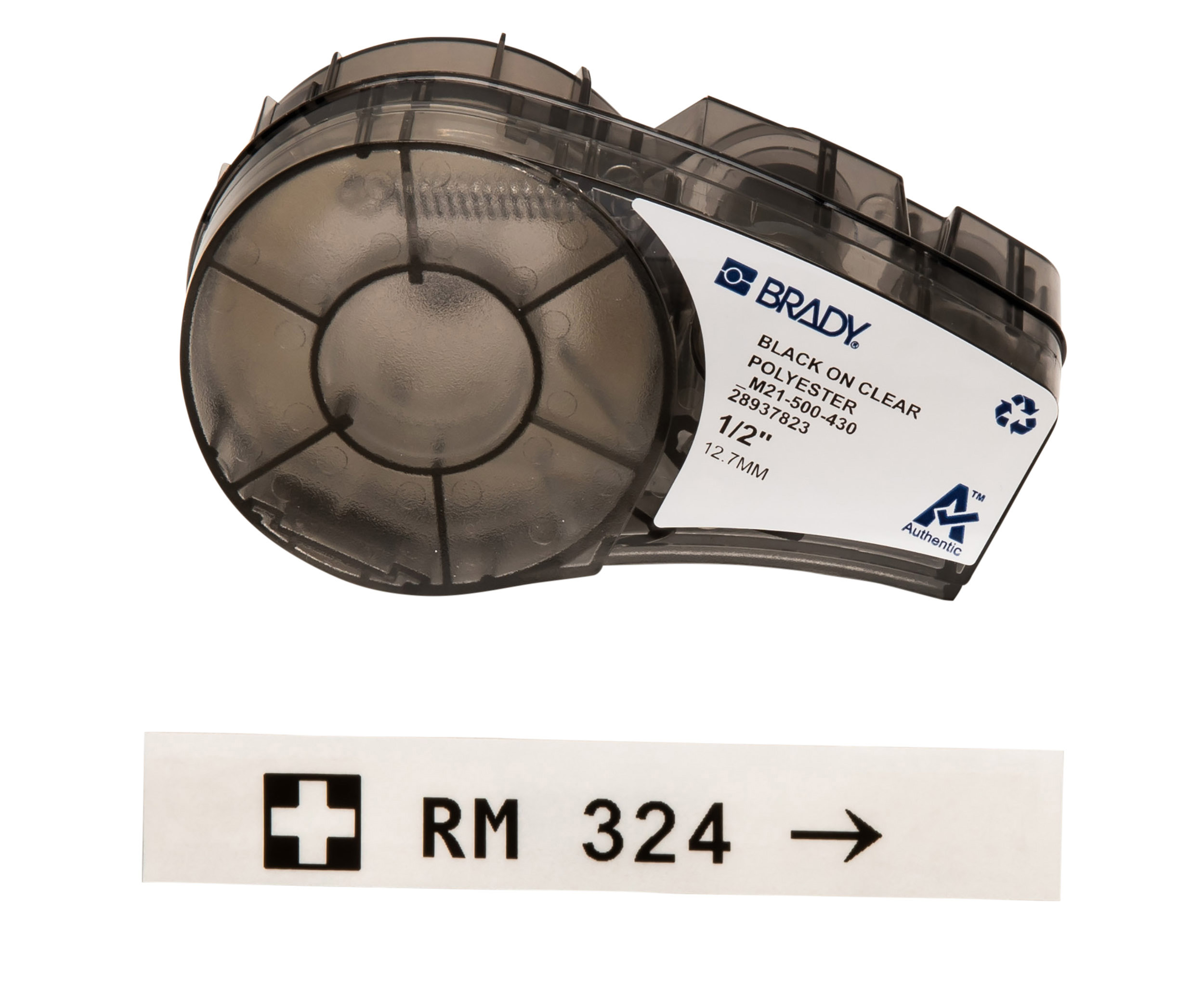 Brady B-430 Black on Black on Transparent Label Printer Tape, 6.4 m Length, 12.70 mm Width, 6.4mm Label Length