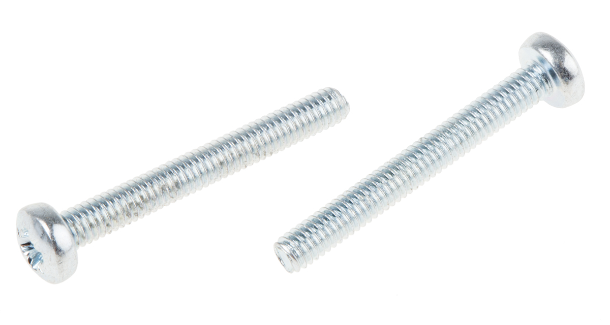 RS PRO Pozidriv M2.5 Pan Steel Machine Screws DIN 7985Z x 20.0mm