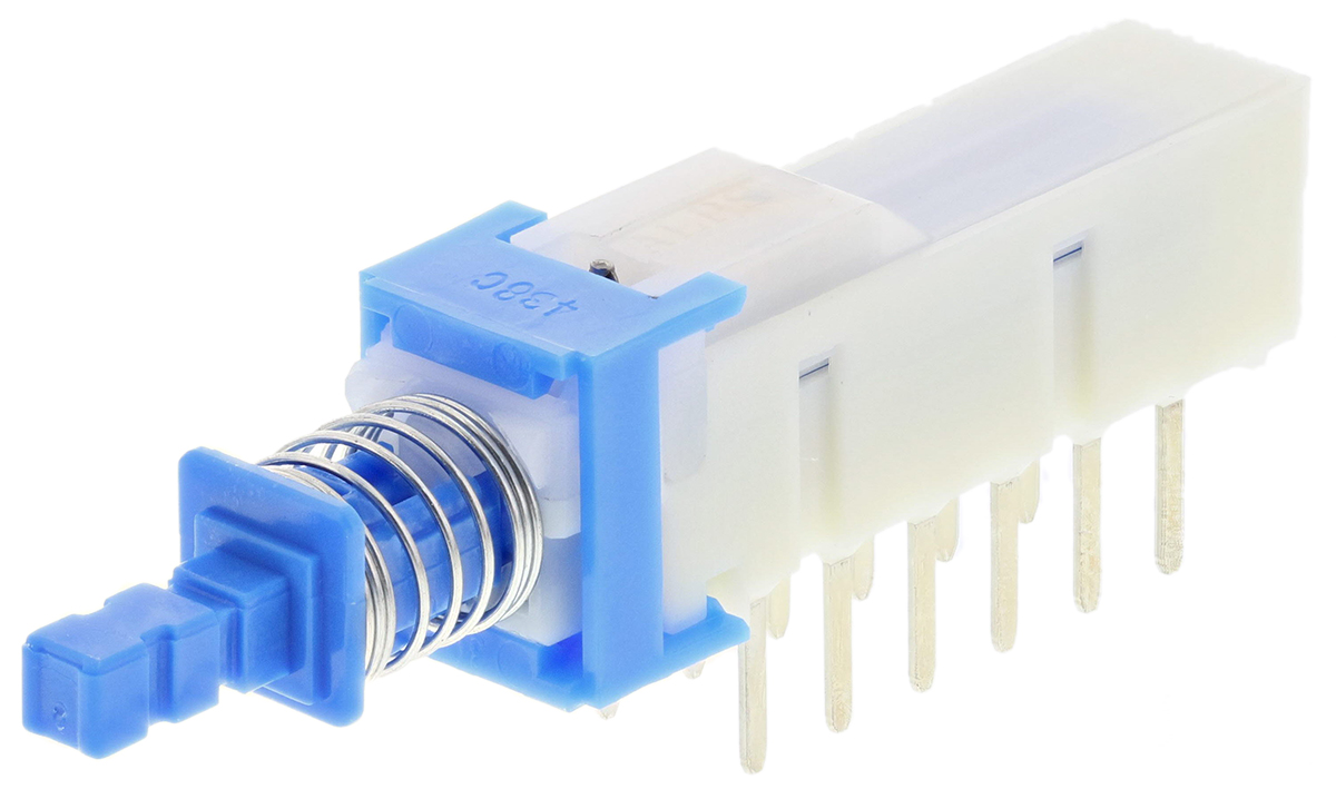 Alps Alpine Push Button Switch, Latching, PCB, DPDT, 30V dc