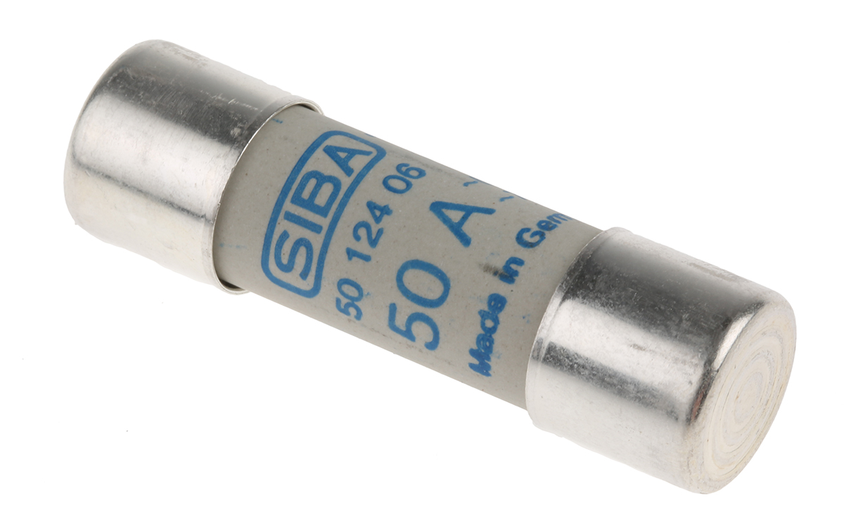 SIBA 50A Ceramic Cartridge Fuse, 14 x 51mm
