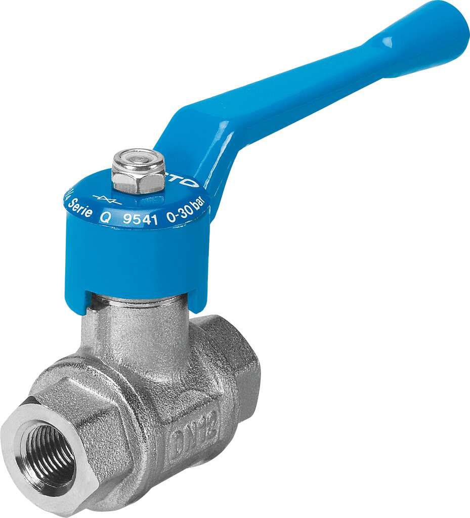Festo Brass 2 Way, Ball Valve, Threaded, G 1/4in, 10mm, -0.95 → 30bar Operating Pressure