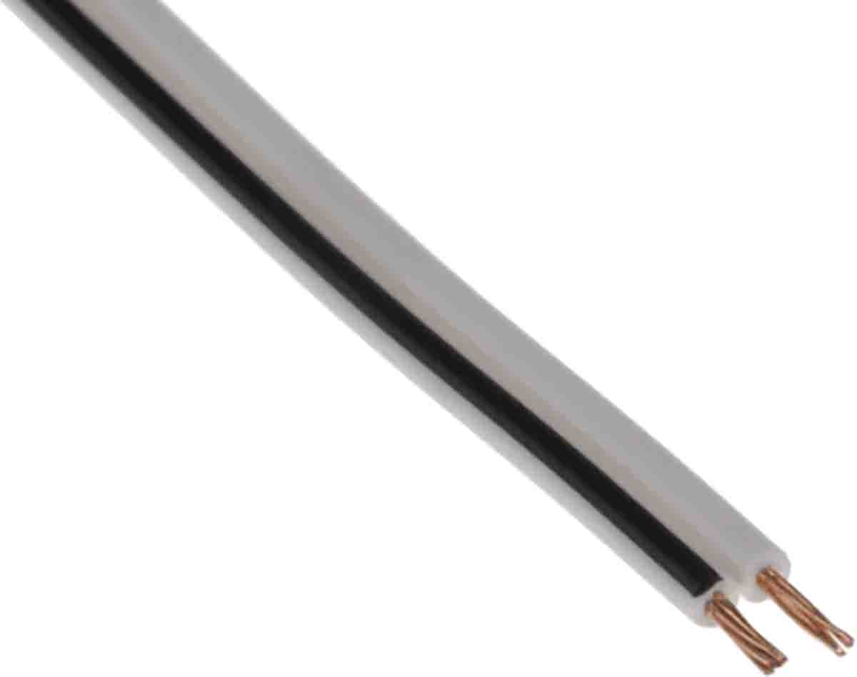 RS PRO 2 Core Speaker Cable, 0.34 mm² CSA, 1.8mm od, 100m, White