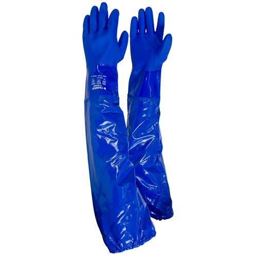 Tegera 12910 Blue Cotton Work Gloves, Size 10, Polyvinyl Chloride Coating