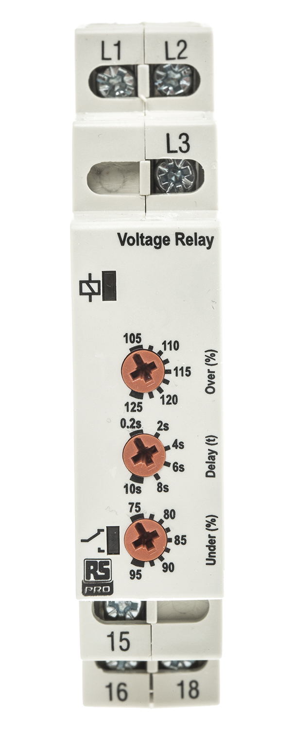 RS PRO Phase, Voltage Monitoring Relay, 3 Phase, SPDT, DIN Rail