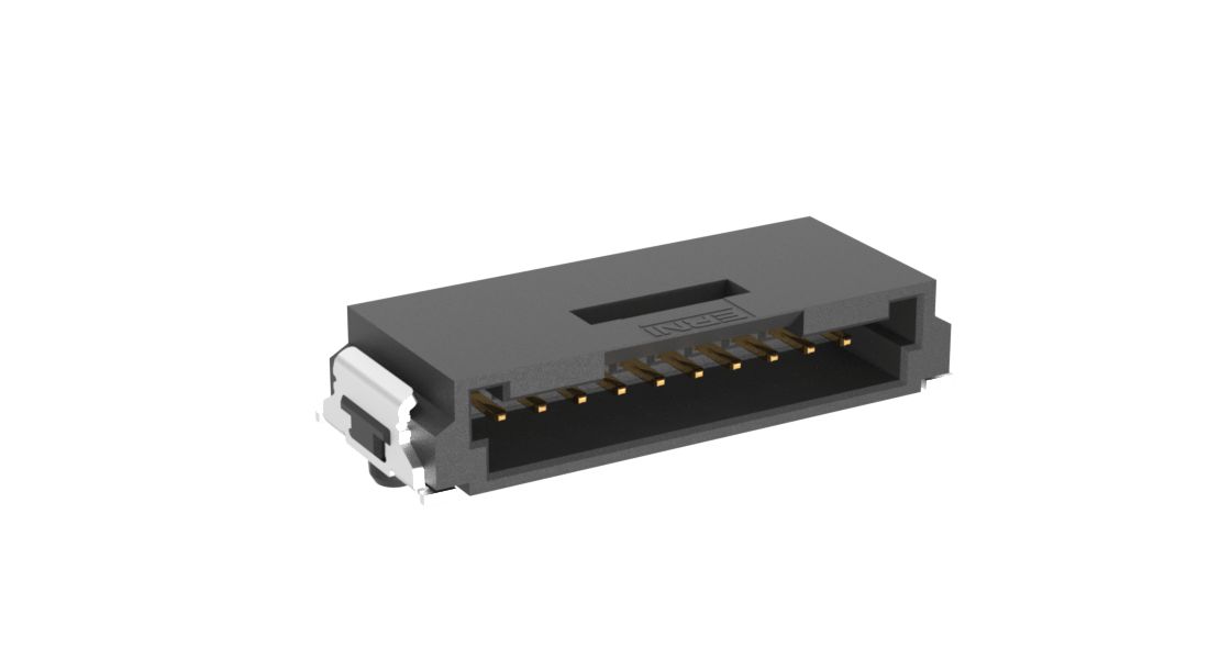 ERNI MiniBridge Series Right Angle Surface PCB Header, 10 Contact(s), 1.27 mm Pitch, 1 Row, Shrouded
