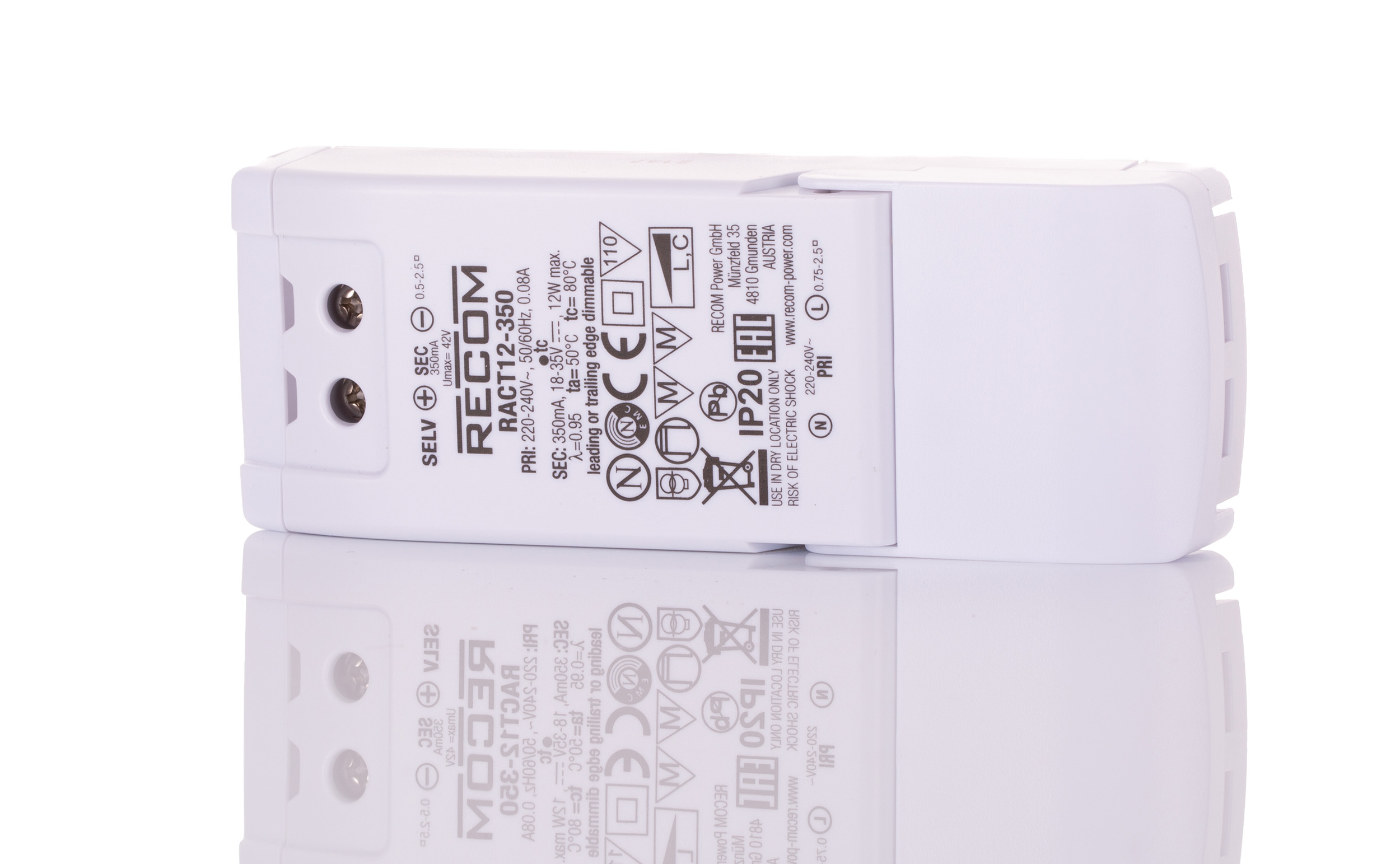 Recom LED Driver, 18 → 35V dc Output, 12W Output, 350mA Output, Constant Current Dimmable